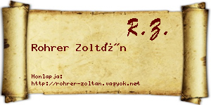 Rohrer Zoltán névjegykártya