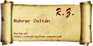 Rohrer Zoltán névjegykártya